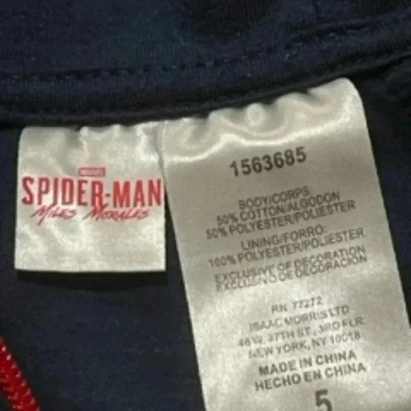 Marvel Spider-Man Full Zip Miles Morales Boys Hoodie Sz 5 EUC - Picture 7 of 8